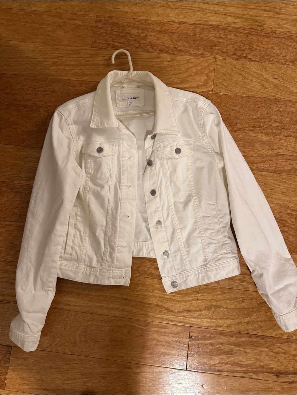 Ann Taylor White Denim Jean Jacket - Classic Button-Front